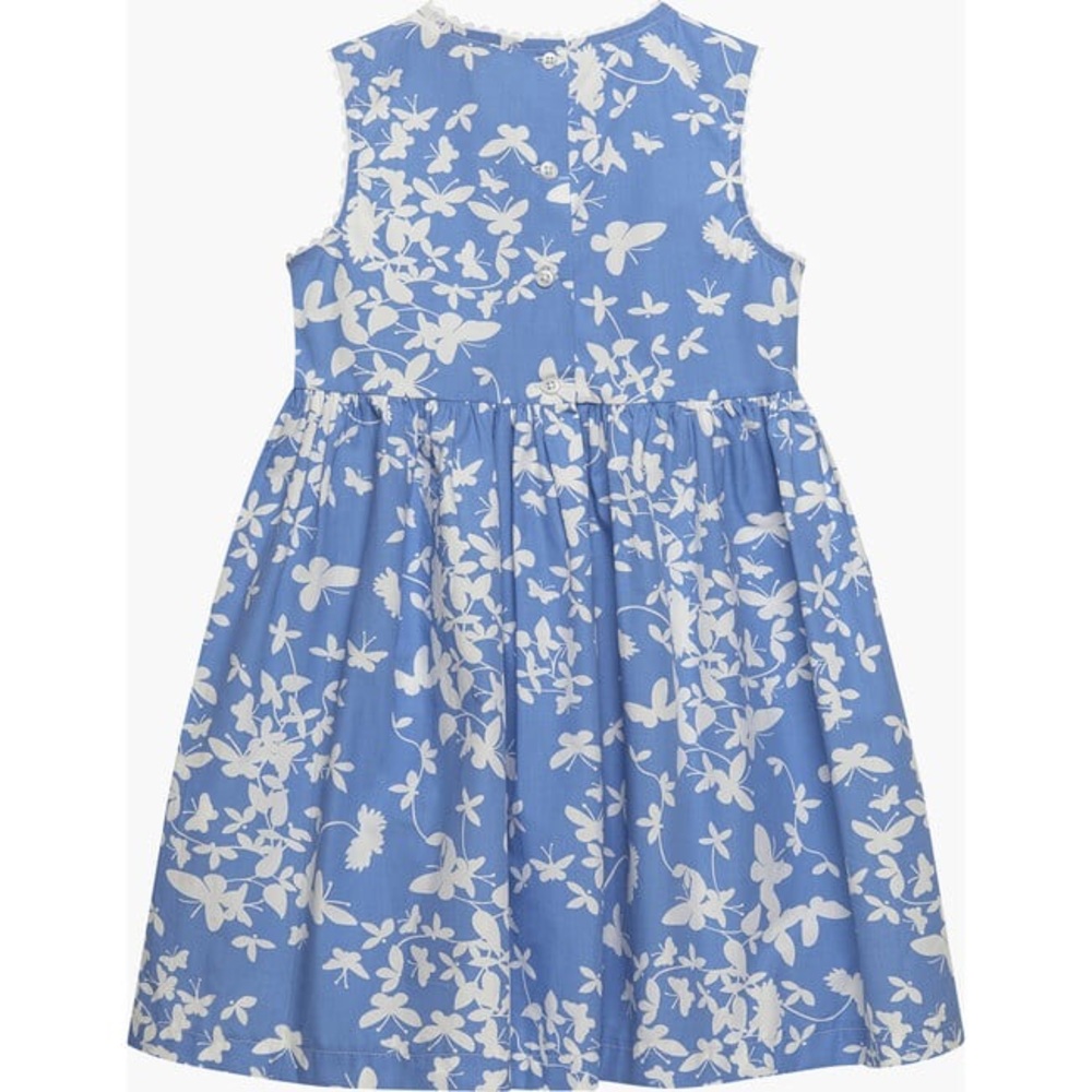 Trotters London Adelina Butterfly Blue & White Dress | Girls 2T